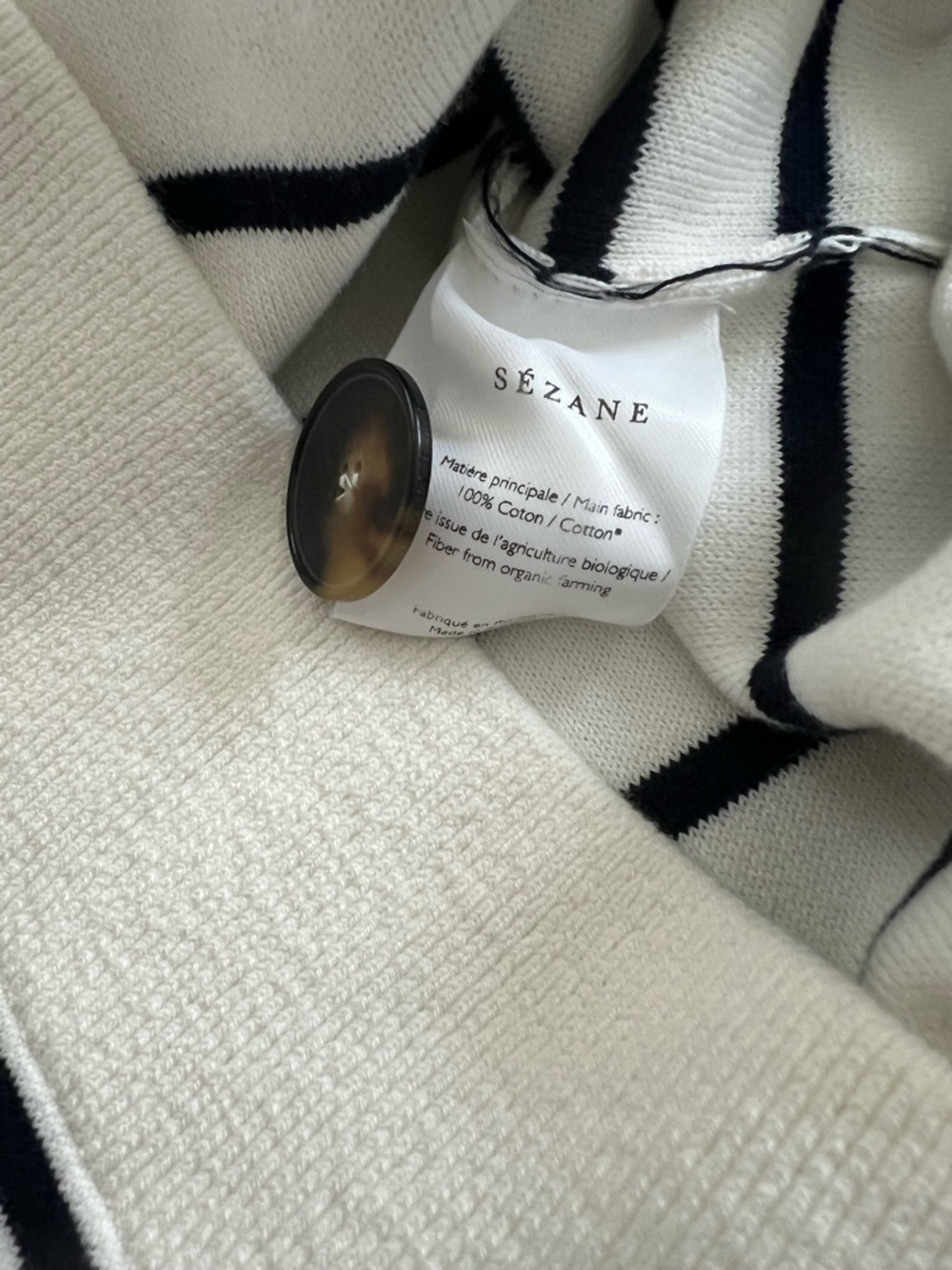 Sezane Alba Cotton Jumper Sweater in Natural Navy XS - Picture 5 of 12